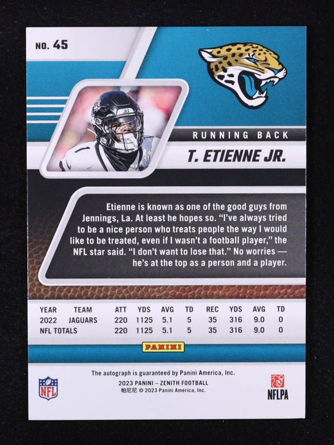 Travis Etienne Jr. 2023 Zenith Autographs #45 #01/50 at PristineAuction.com Travis Etienne Jr. 2023 Zenith Autographs #45 #01/50 at PristineAuction.com