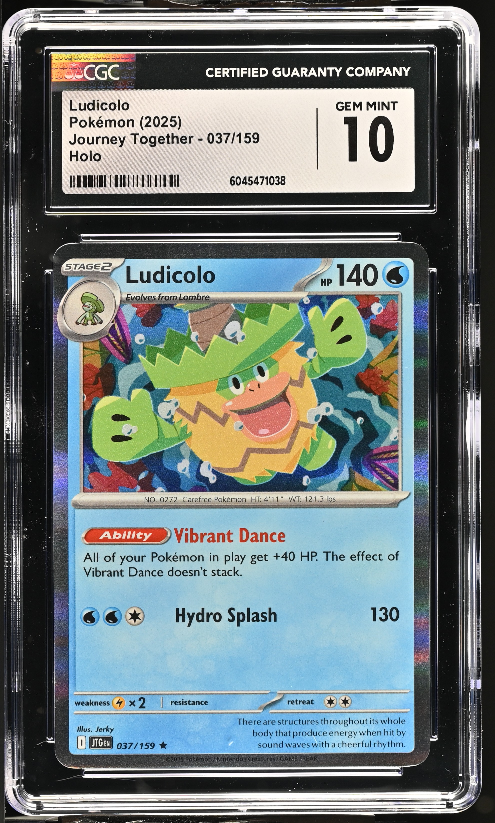 Ludicolo 2025 Pokemon Journey Together #037/159 (CGC 10) at PristineAuction.com Ludicolo 2025 Pokemon Journey Together #037/159 (CGC 10) at PristineAuction.com