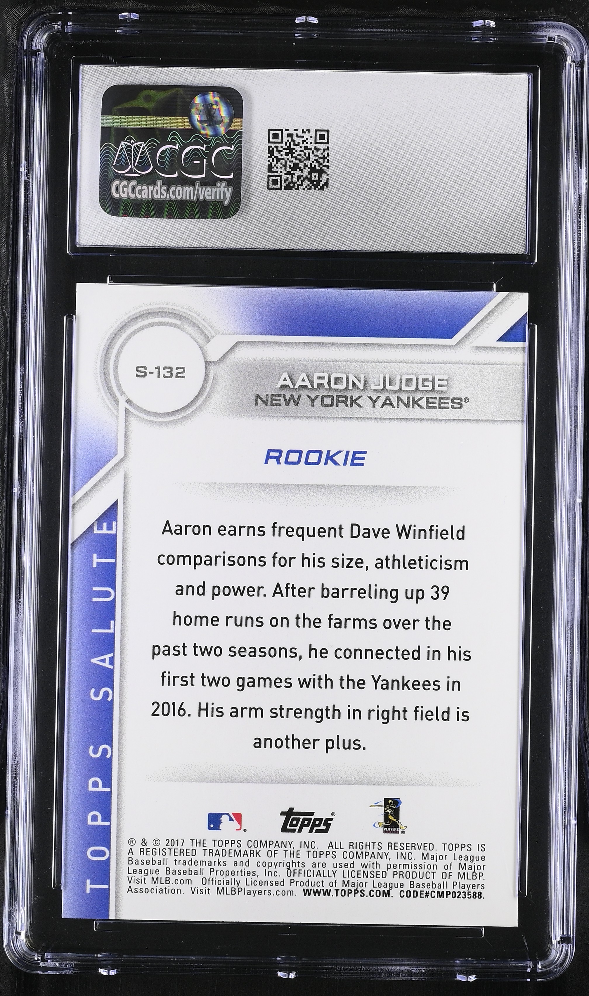 Aaron Judge 2017 Topps Salute #S-132 RC (CGC 10) at PristineAuction.com Aaron Judge 2017 Topps Salute #S-132 RC (CGC 10) at PristineAuction.com