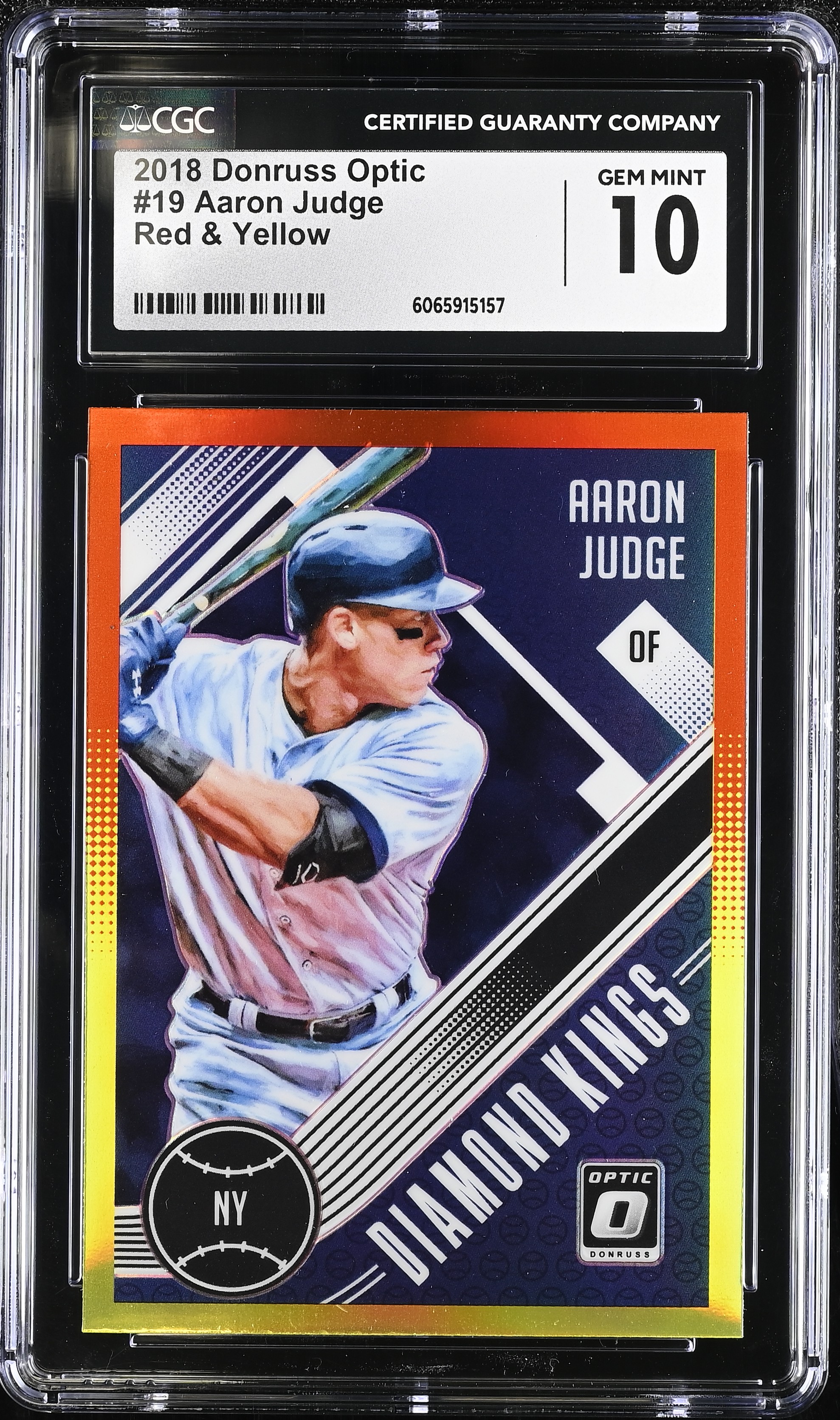 Aaron Judge 2018 Donruss Optic Diamond Kings Red & Yellow #19 (CGC 10) at PristineAuction.com Aaron Judge 2018 Donruss Optic Diamond Kings Red & Yellow #19 (CGC 10) at PristineAuction.com