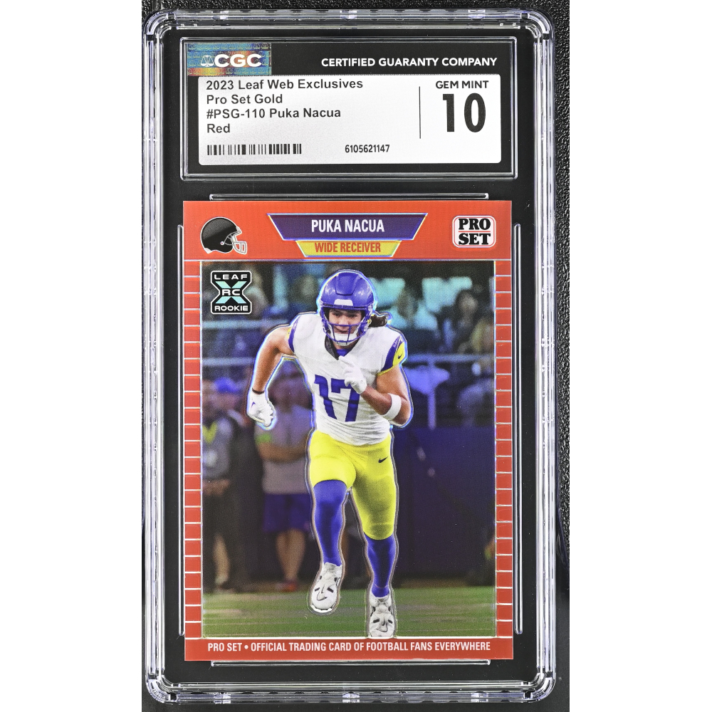 Puka Nacua 2023 Leaf Pro Set Web Exclusives Red Prismatic #PSG110 #59/89 RC (CGC 10) at PristineAuction.com
