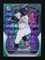 Junior Caminero 2023 Bowman Chrome Prospects Green Shimmer Refractors #BCP162 RC #53/99 at PristineAuction.com