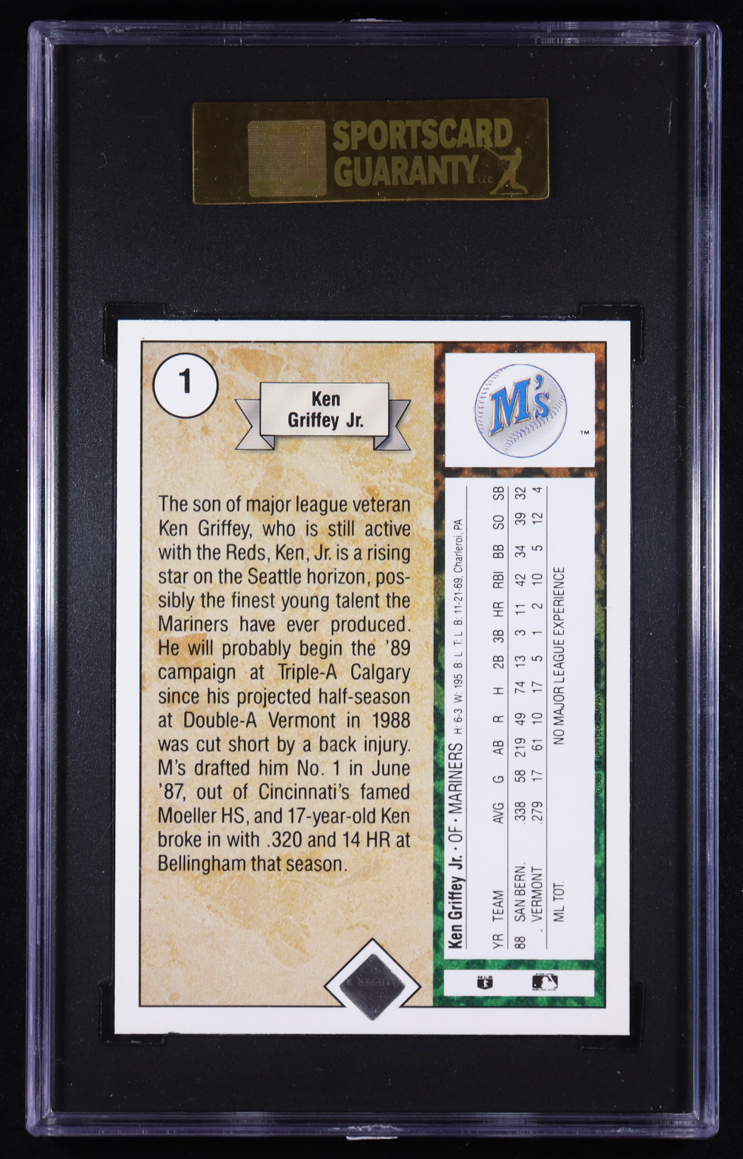 Ken Griffey Jr. 1989 Upper Deck #1 RC (SGC 9) at PristineAuction.com Ken Griffey Jr. 1989 Upper Deck #1 RC (SGC 9) at PristineAuction.com