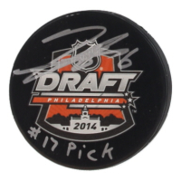 Travis Sanheim Signed 2014 NHL Draft Logo Hockey Puck Inscribed "#17 Pick" (Fanatics) at PristineAuction.com