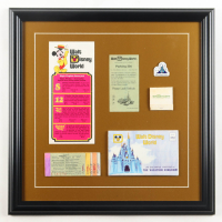 Walt Disney World Custom Framed Vintage Parking Ticket Display with A-E Vintage Ticket Book & Matchbook at PristineAuction.com