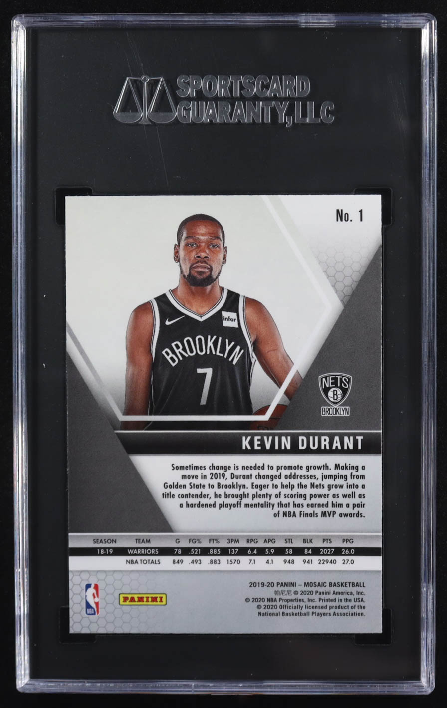 Kevin Durant 2019-20 Panini Mosaic #1 (SGC 10) at PristineAuction.com Kevin Durant 2019-20 Panini Mosaic #1 (SGC 10) at PristineAuction.com