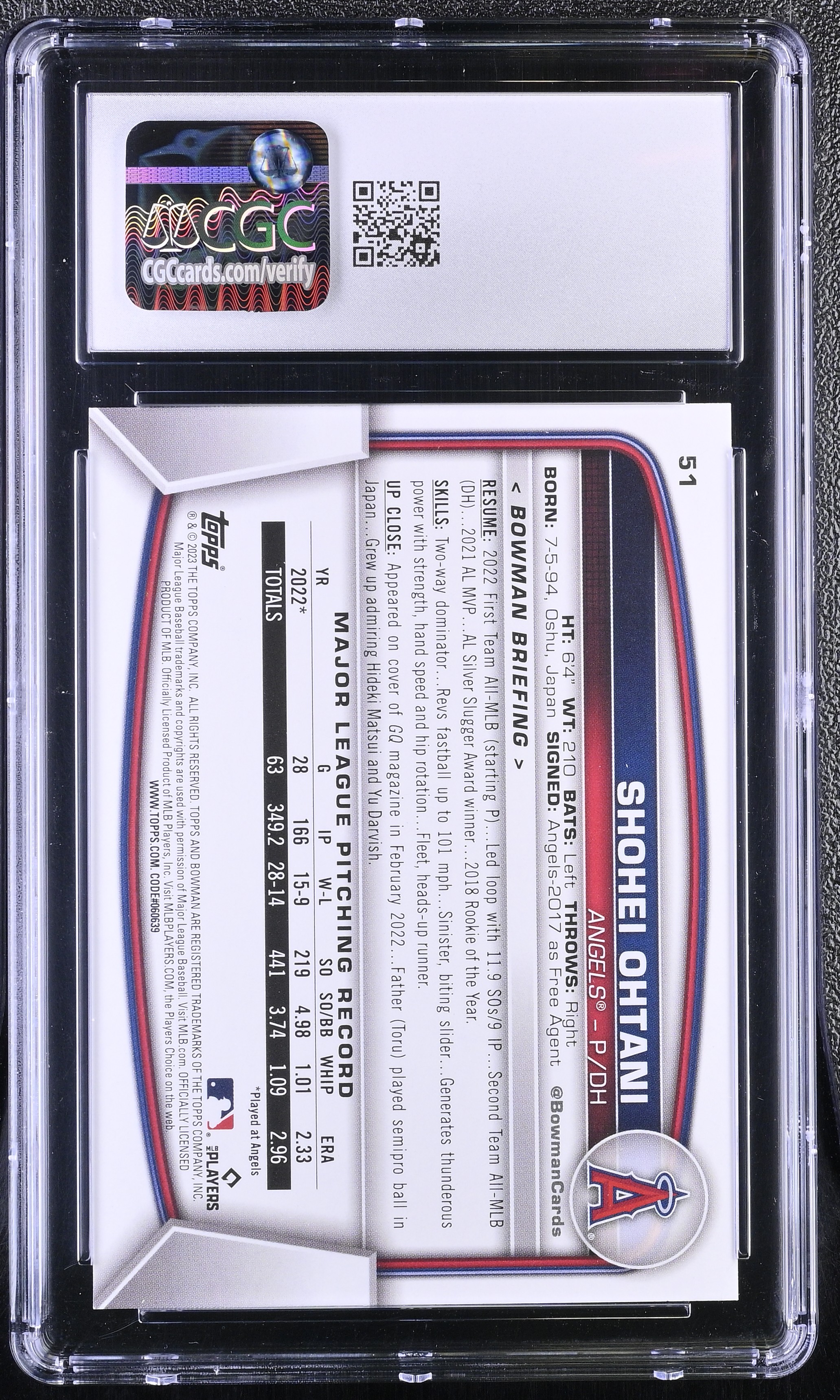 Shohei Ohtani 2023 Bowman #51 (CGC 9) at PristineAuction.com Shohei Ohtani 2023 Bowman #51 (CGC 9) at PristineAuction.com