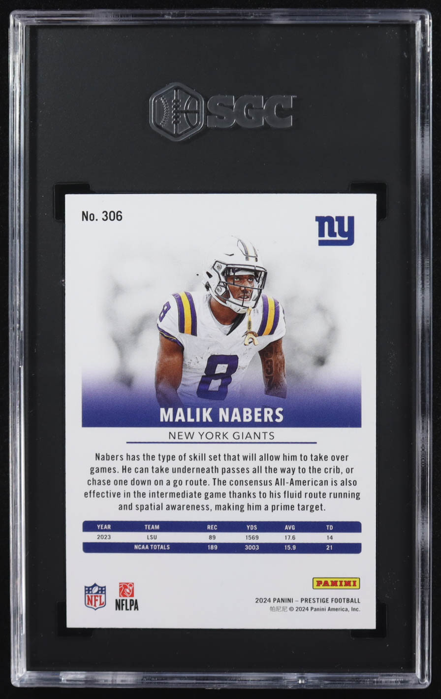 Malik Nabers 2024 Prestige #306 RC (SGC 9) at PristineAuction.com Malik Nabers 2024 Prestige #306 RC (SGC 9) at PristineAuction.com