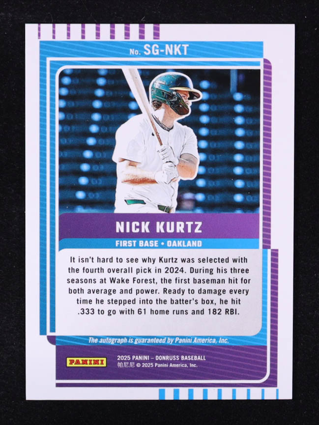 Nick Kurtz 2025 Donruss Signature Series #77 RC at PristineAuction.com Nick Kurtz 2025 Donruss Signature Series #77 RC at PristineAuction.com