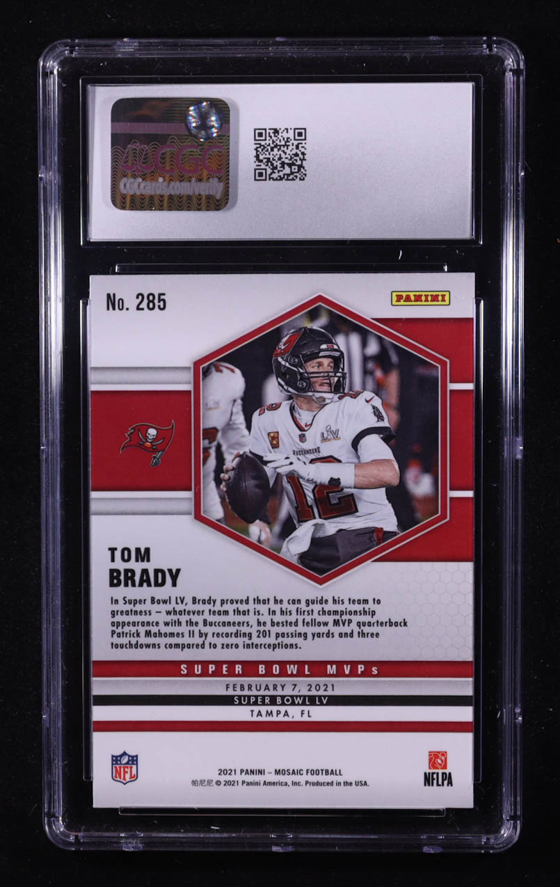 Tom Brady 2021 Panini Mosaic #285 MVP (CGC 10) at PristineAuction.com Tom Brady 2021 Panini Mosaic #285 MVP (CGC 10) at PristineAuction.com