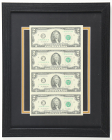 2013 U.S. $2 Dollar Bill Custom Framed Uncut Sheet Of (4) Bills at PristineAuction.com
