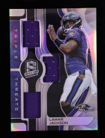 Lamar Jackson 2023 Panini Spectra Triple Threats Materials #2 #51/99 at PristineAuction.com