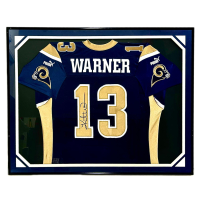 Kurt Warner Signed Custom Framed Jersey Display (NSD) at PristineAuction.com
