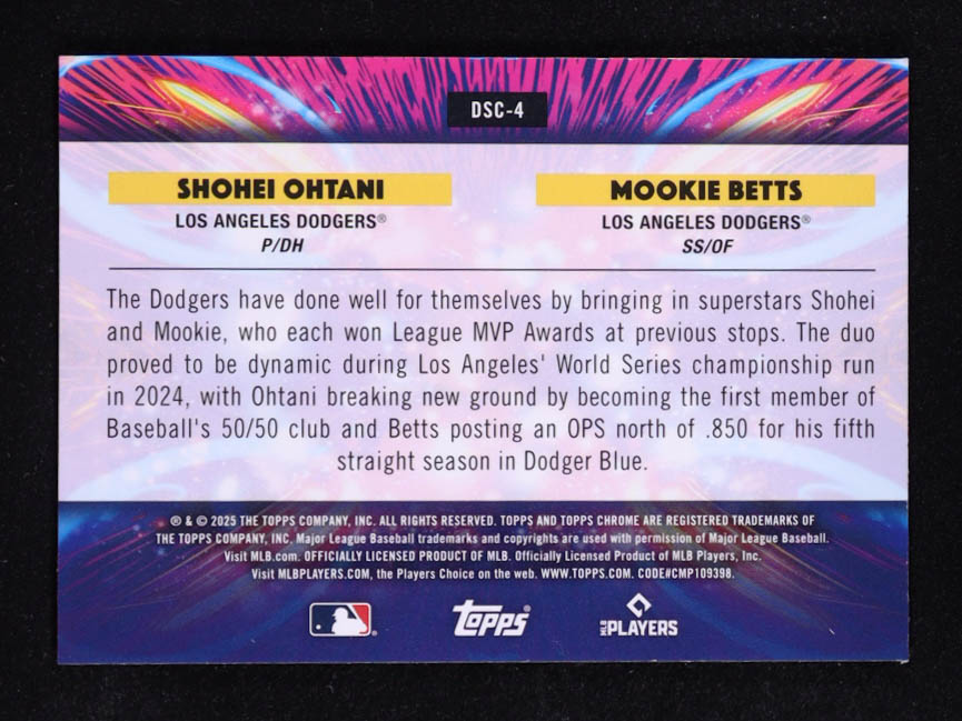 Mookie Betts / Shohei Ohtani 2025 Topps Cosmic Chrome Dual Star Clusters #DSC4 at PristineAuction.com Mookie Betts / Shohei Ohtani 2025 Topps Cosmic Chrome Dual Star Clusters #DSC4 at PristineAuction.com