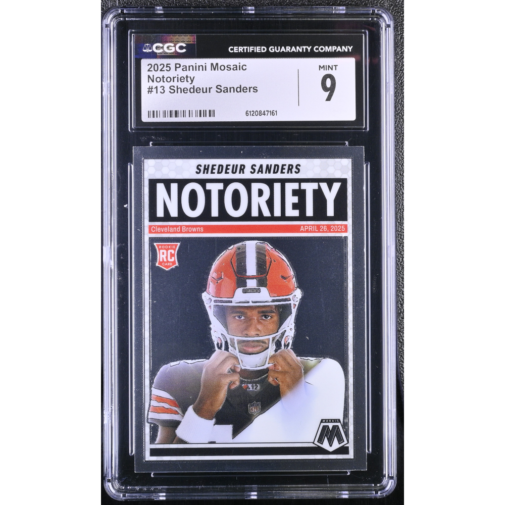 Shedeur Sanders 2025 Panini Mosaic Notoriety #13 RC (CGC 9) at PristineAuction.com