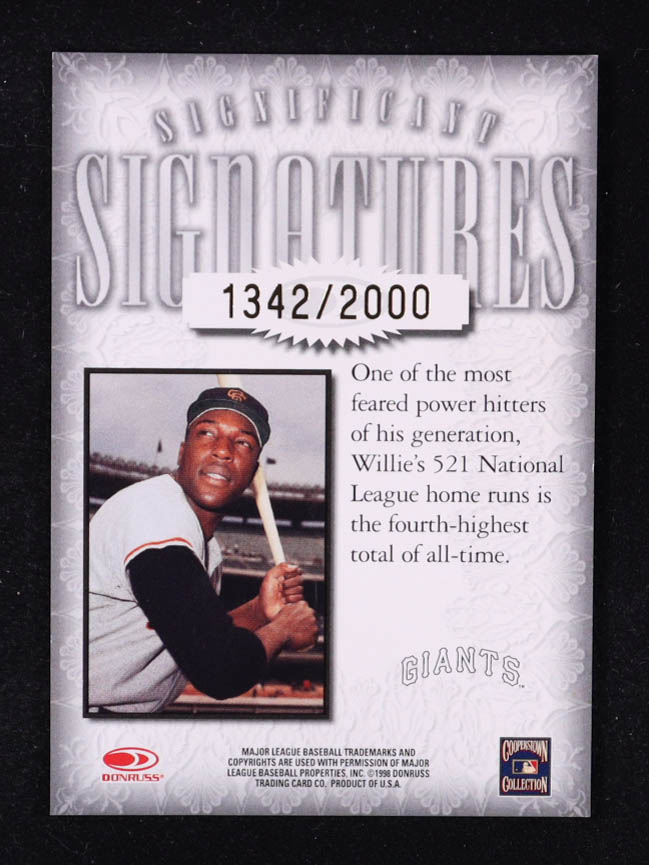 Willie McCovey 1998 Donruss Signature Significant Signatures #11 #1342/2000 at PristineAuction.com Willie McCovey 1998 Donruss Signature Significant Signatures #11 #1342/2000 at PristineAuction.com