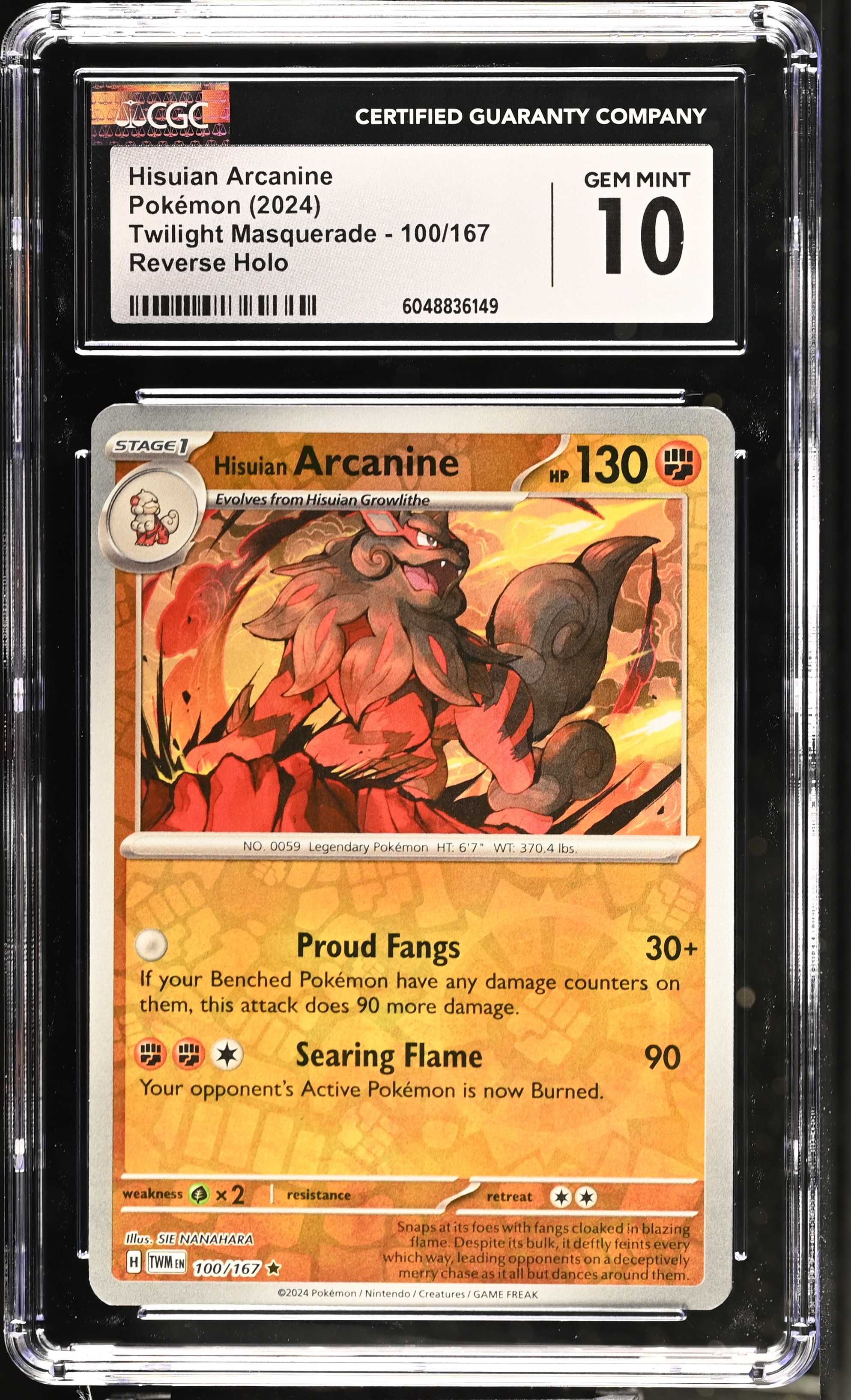 Hisuian Arcanine 2024 Pokemon Twilight Masquerade #100/167 (CGC 10) at PristineAuction.com Hisuian Arcanine 2024 Pokemon Twilight Masquerade #100/167 (CGC 10) at PristineAuction.com
