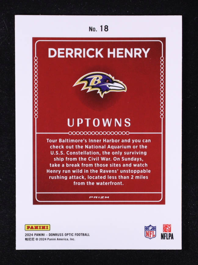 Derrick Henry 2024 Donruss Optic Uptowns #18 at PristineAuction.com Derrick Henry 2024 Donruss Optic Uptowns #18 at PristineAuction.com