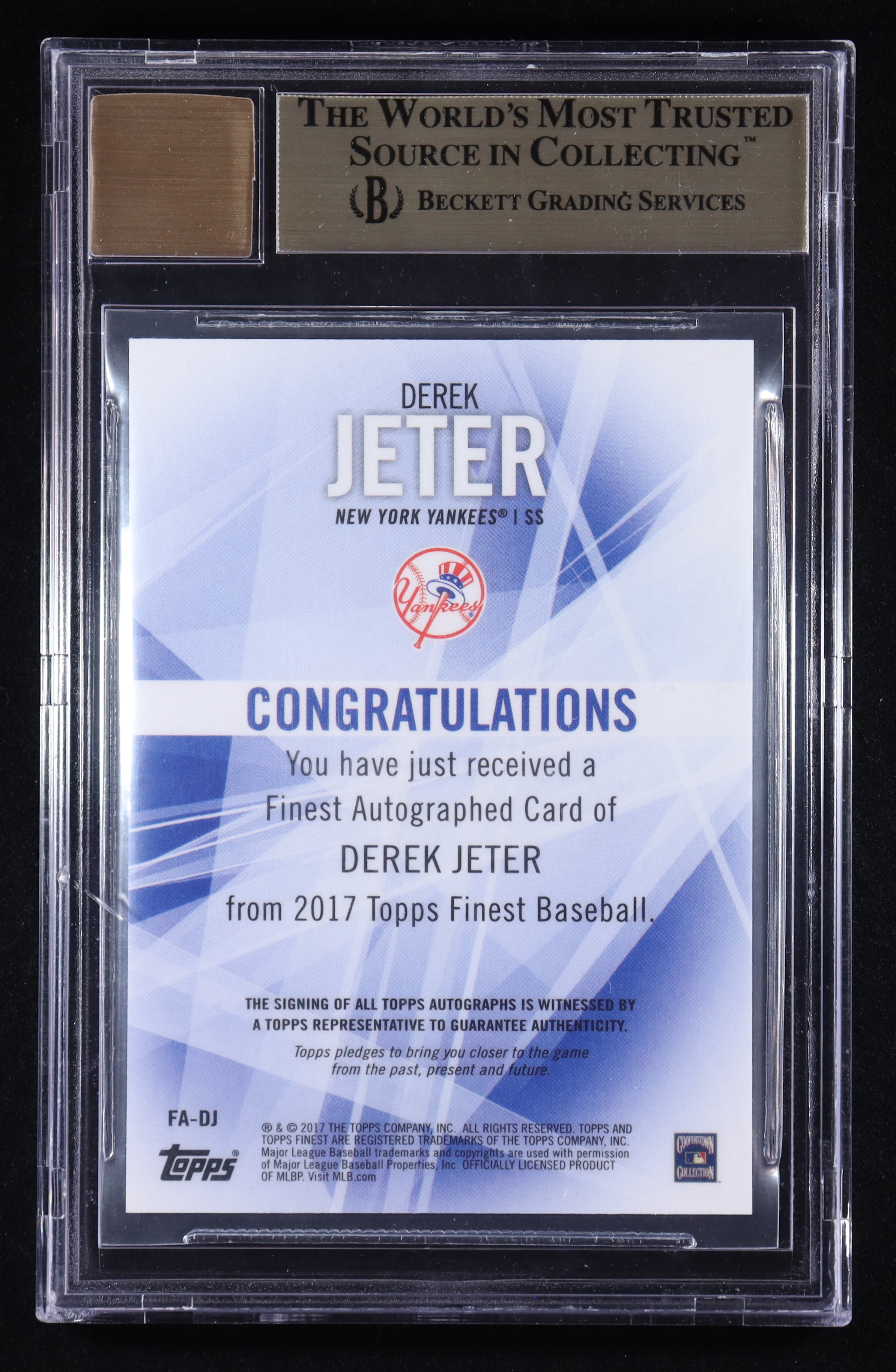 Derek Jeter 2017 Finest Autographs Refractors #FADJ (BGS 9.5 | Autograph Graded 10) at PristineAuction.com Derek Jeter 2017 Finest Autographs Refractors #FADJ (BGS 9.5 | Autograph Graded 10) at PristineAuction.com