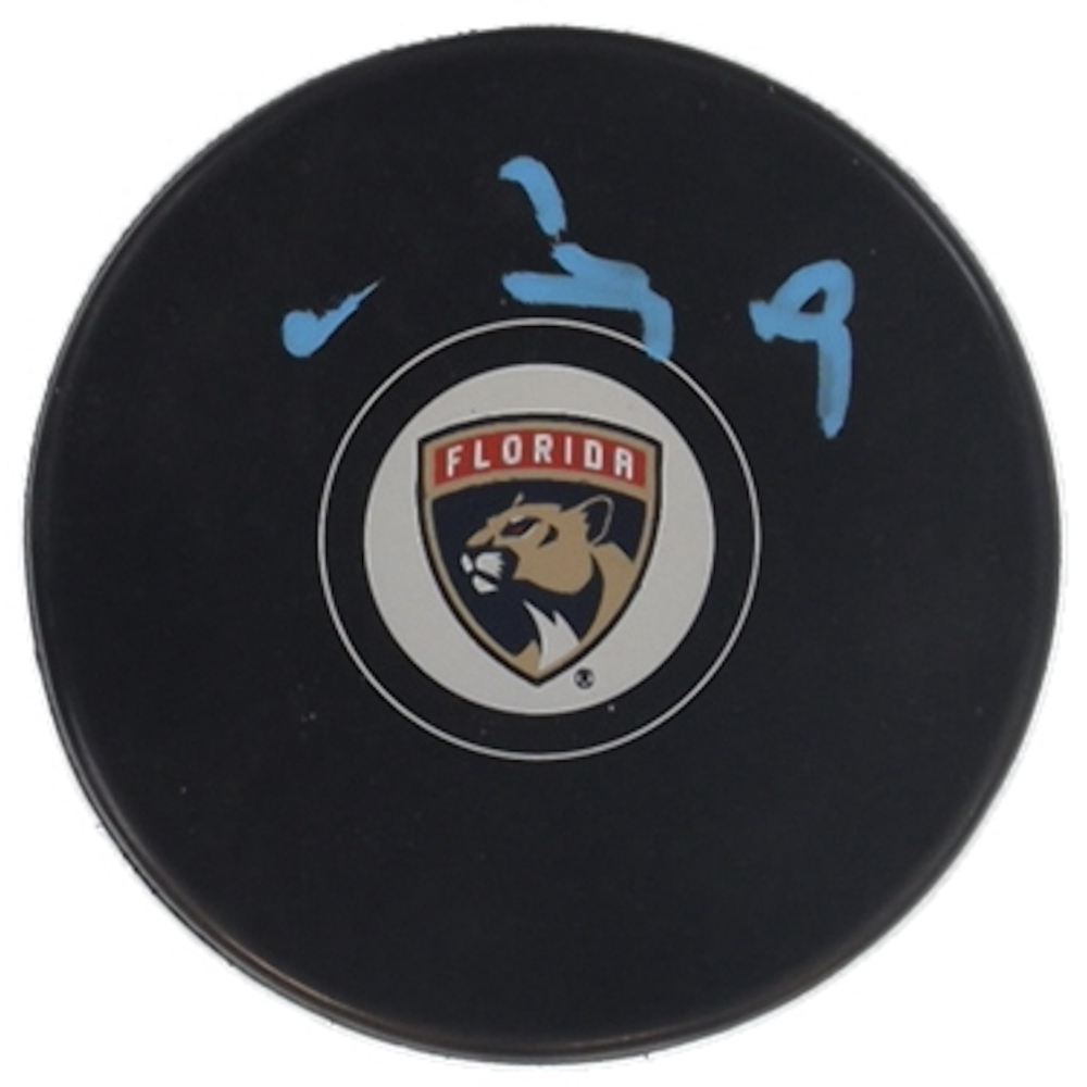 Matthew Tkachuk Signed Panthers Logo Hockey Puck (JSA) at PristineAuction.com