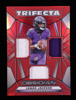 Lamar Jackson 2024 Panini Obsidian Trifecta Swatches Red #16 #22/75 at PristineAuction.com