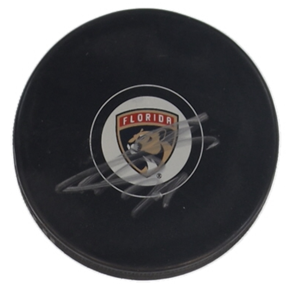 Sergei Bobrovsky Signed Panthers Logo Hockey Puck (JSA) at PristineAuction.com