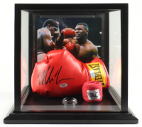 Mike Tyson Signed Everlast Boxing Gloves in Wood Display Case with Everlast Wrist Wraps (Tyson & PSA) at PristineAuction.com