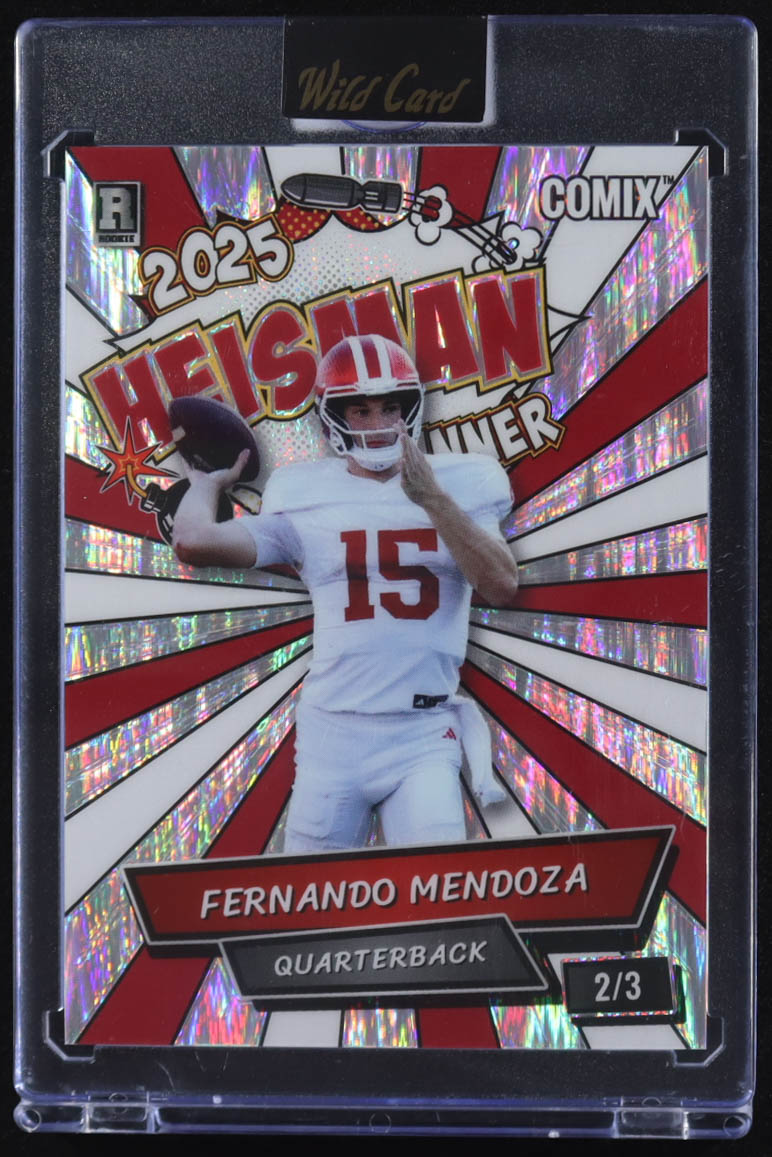 Fernando Mendoza 2025 Wild Card Comix Heisman Winner Shock #FM04 #2/3 RC at PristineAuction.com Fernando Mendoza 2025 Wild Card Comix Heisman Winner Shock #FM04 #2/3 RC at PristineAuction.com
