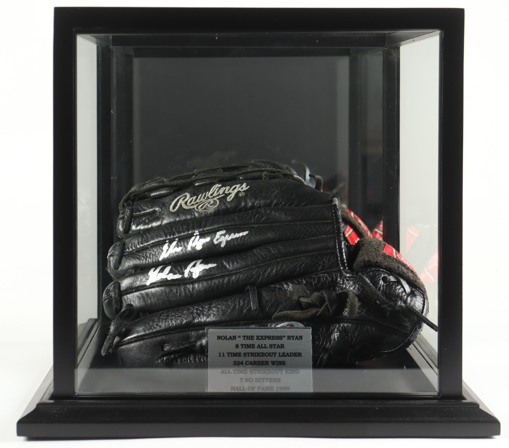 Nolan Ryan Signed Rawlings RBG22NC Baseball Glove Inscribed "The Ryan Express" with Display Case (PSA) at PristineAuction.com Nolan Ryan Signed Rawlings RBG22NC Baseball Glove Inscribed "The Ryan Express" with Display Case (PSA) at PristineAuction.com