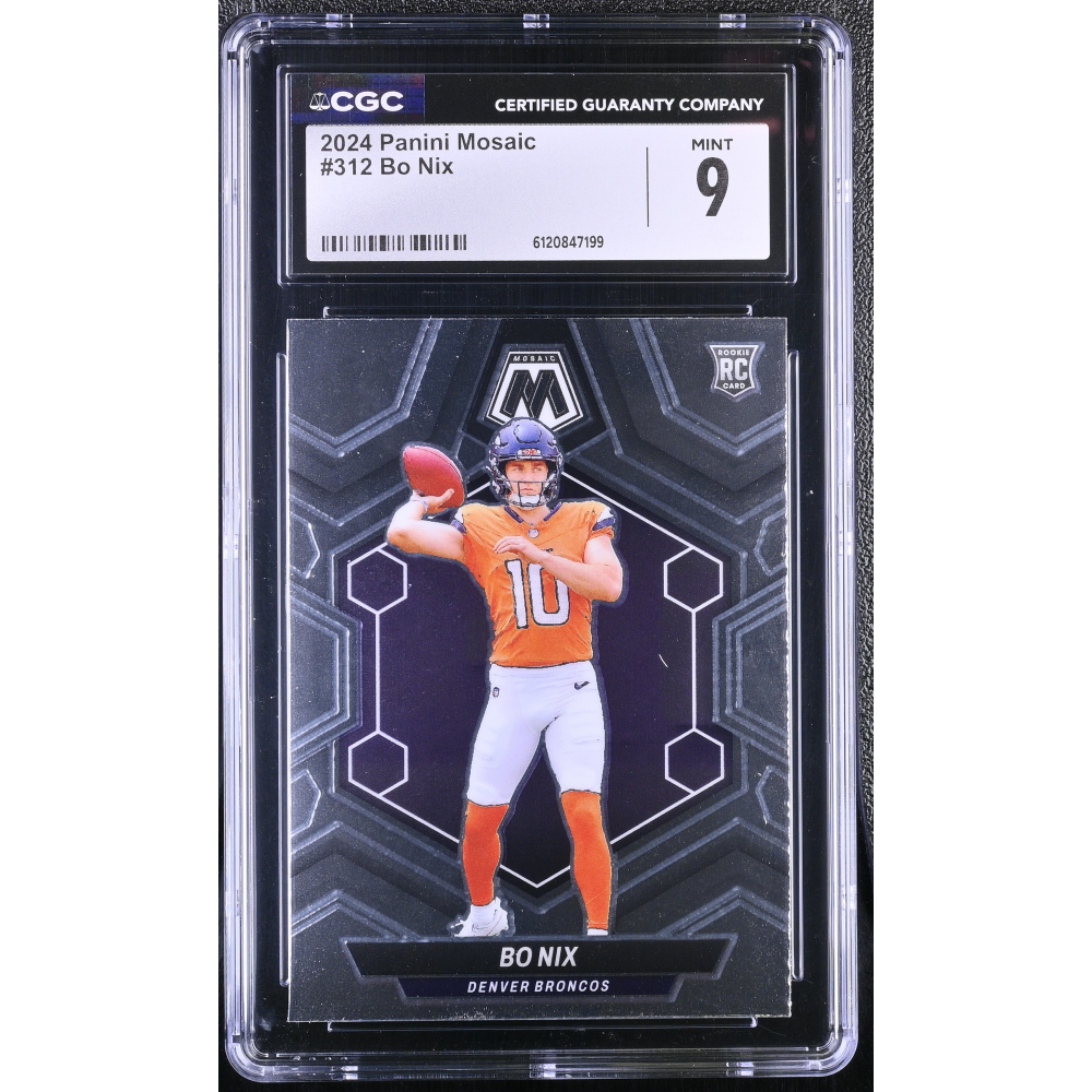 Bo Nix 2024 Panini Mosaic #312 RC (CGC 9) at PristineAuction.com