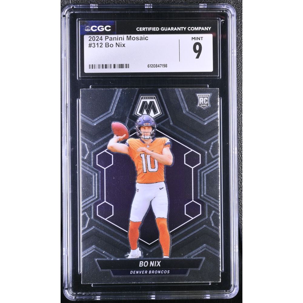 Bo Nix 2024 Panini Mosaic #312 RC (CGC 9) at PristineAuction.com