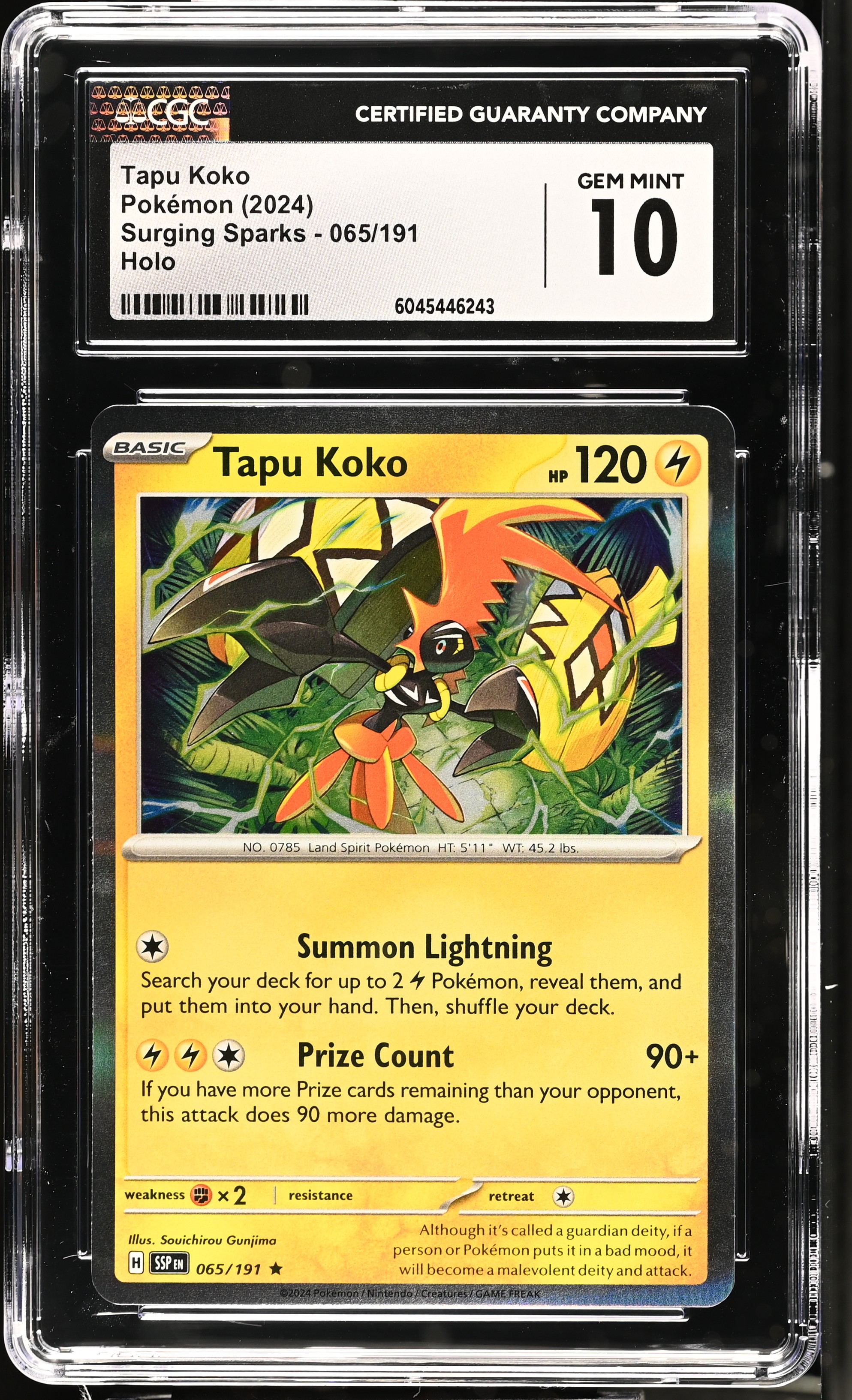 Tapu Koko 2024 Pokemon Surging Sparks #065/191 (CGC 10) at PristineAuction.com Tapu Koko 2024 Pokemon Surging Sparks #065/191 (CGC 10) at PristineAuction.com