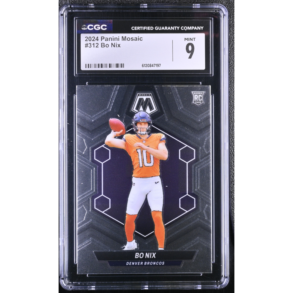 Bo Nix 2024 Panini Mosaic #312 RC (CGC 9) at PristineAuction.com