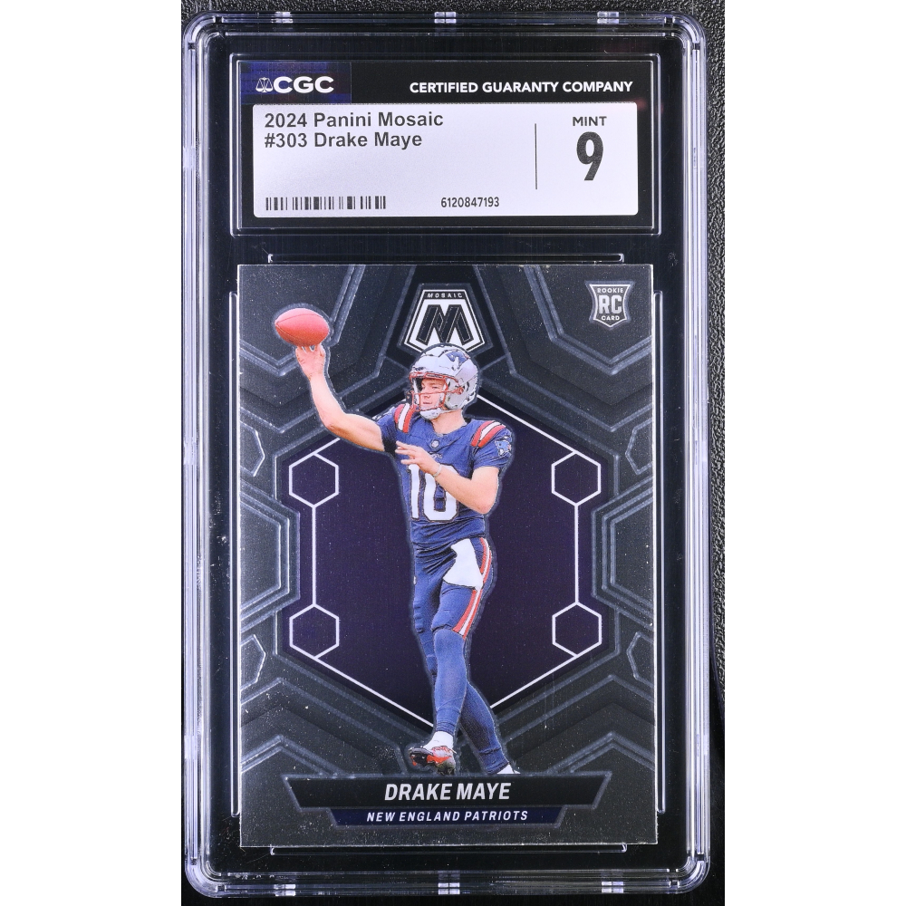 Drake Maye 2024 Panini Mosaic #303 RC (CGC 9) at PristineAuction.com