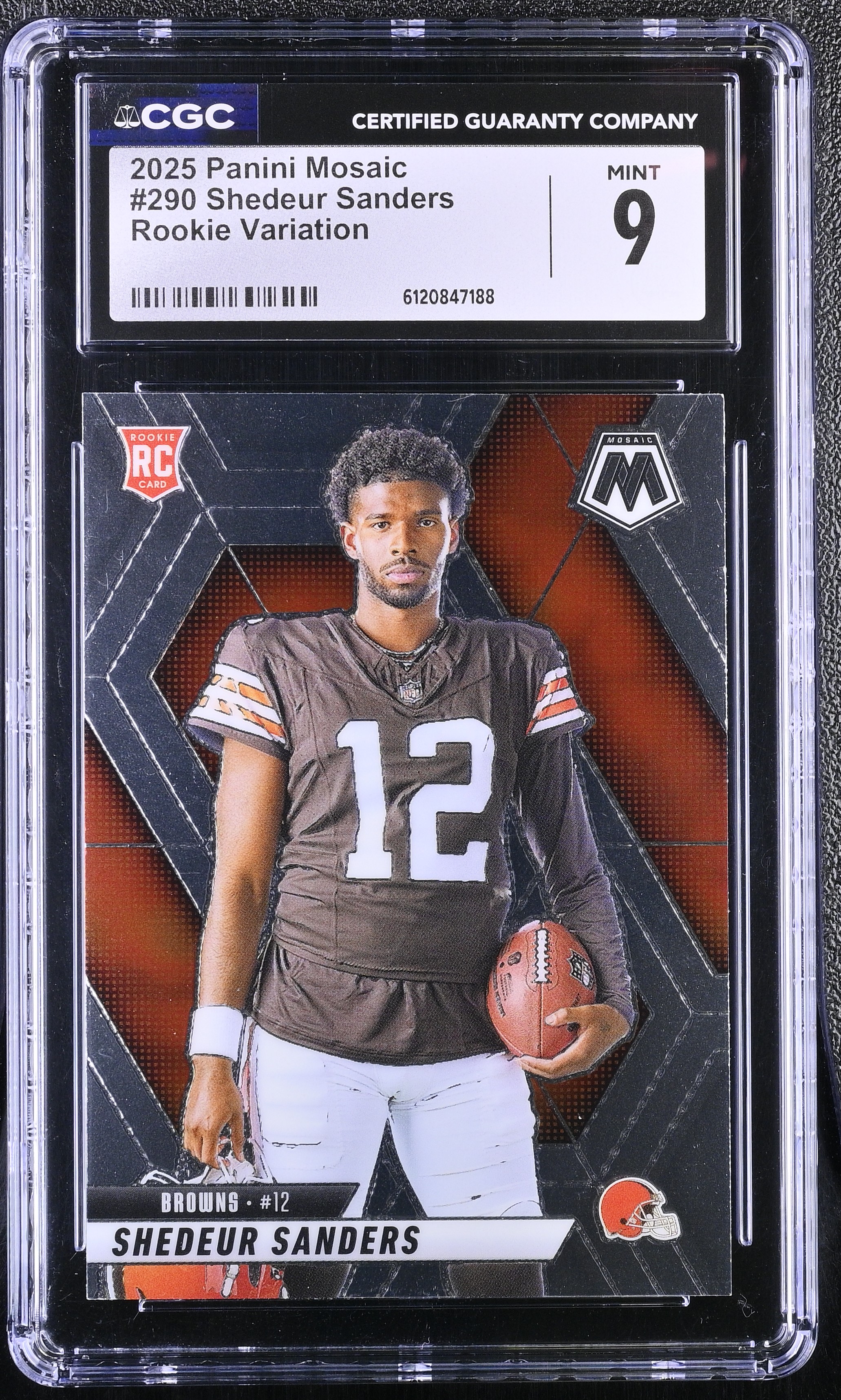 Shedeur Sanders 2025 Panini Mosaic #290 VAR RC (CGC 9) at PristineAuction.com Shedeur Sanders 2025 Panini Mosaic #290 VAR RC (CGC 9) at PristineAuction.com