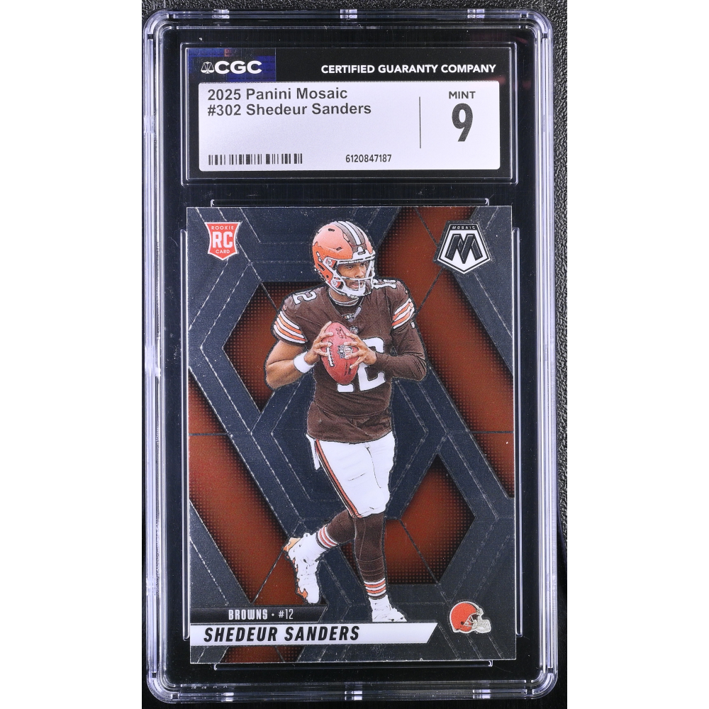 Shedeur Sanders 2025 Panini Mosaic #302 RC (CGC 9) at PristineAuction.com