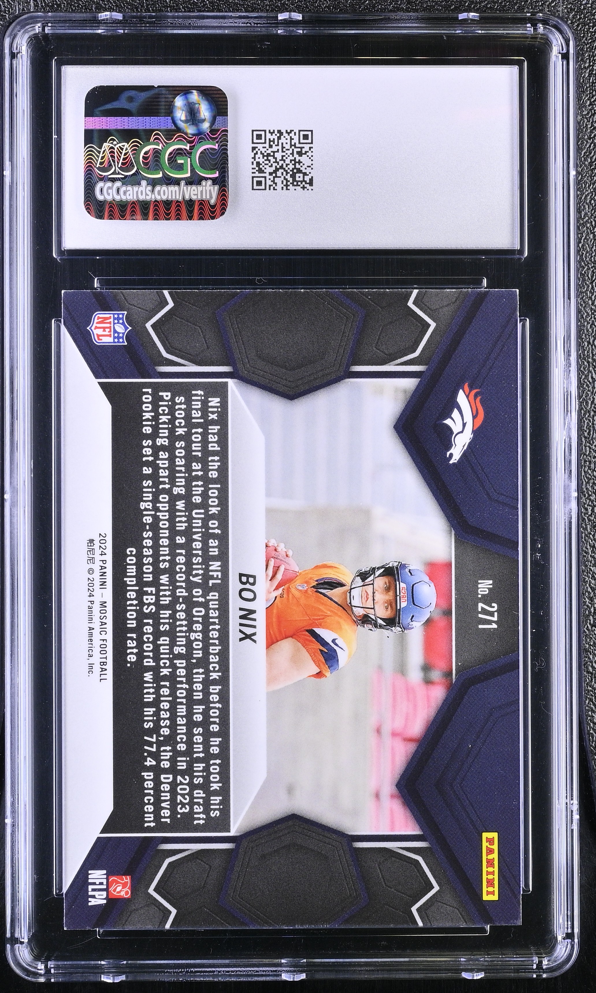 Bo Nix 2024 Panini Mosaic #271 DEB RC (CGC 8.5) at PristineAuction.com Bo Nix 2024 Panini Mosaic #271 DEB RC (CGC 8.5) at PristineAuction.com