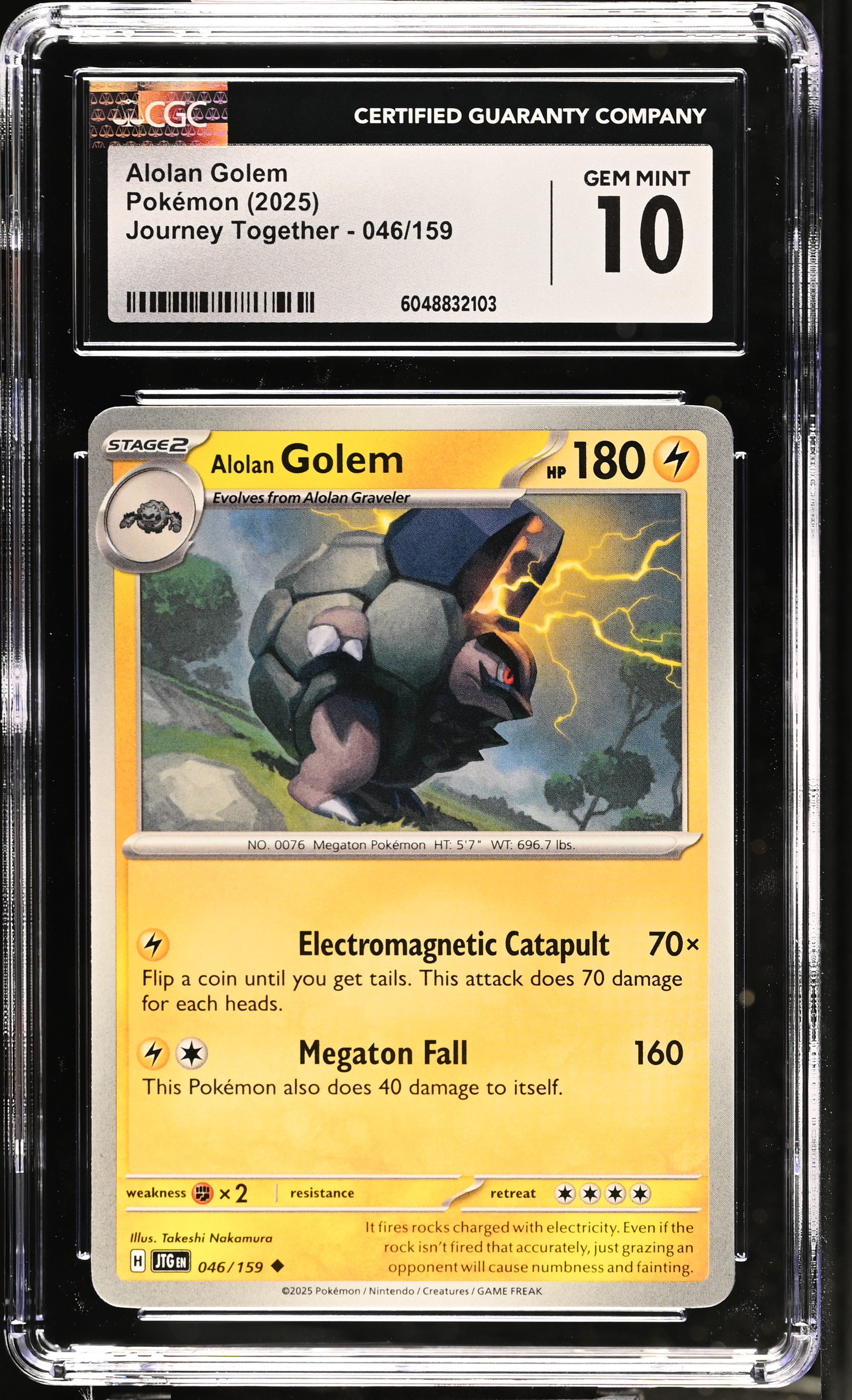 Alolan Golem 2025 Pokemon Journey Together #046/159 (CGC 10) at PristineAuction.com Alolan Golem 2025 Pokemon Journey Together #046/159 (CGC 10) at PristineAuction.com