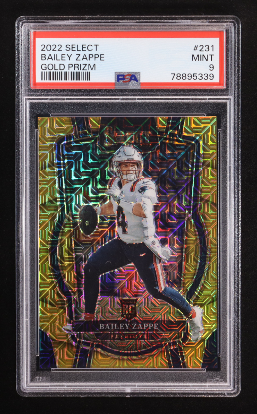 Bailey Zappe 2022 Select Prizm Gold #231 #06/10 RC (PSA 9) at PristineAuction.com Bailey Zappe 2022 Select Prizm Gold #231 #06/10 RC (PSA 9) at PristineAuction.com