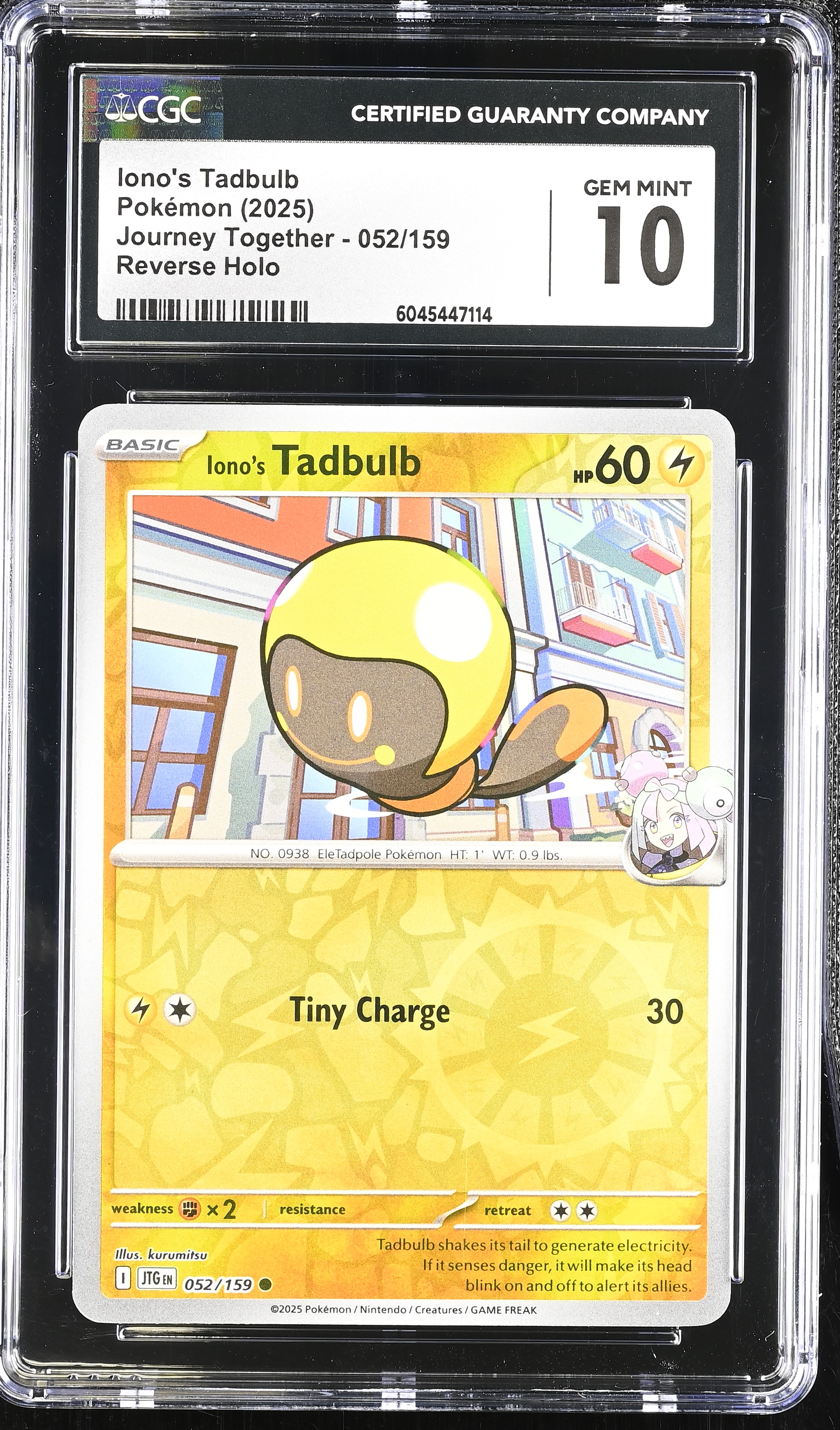 Iono's Tadbulb 2025 Pokemon Journey Together #052/159 (CGC 10) at PristineAuction.com Iono's Tadbulb 2025 Pokemon Journey Together #052/159 (CGC 10) at PristineAuction.com