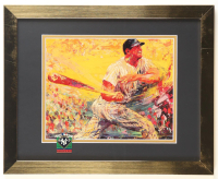 Mickey Mantle Custom Framed LeRoy Neiman Art Print Display with 1956 World Series Pin at PristineAuction.com