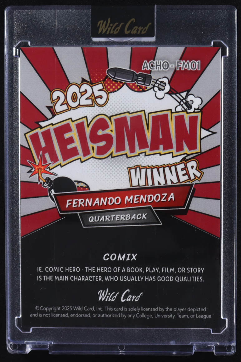 Fernando Mendoza 2025 Wild Card Comix Heisman #FM01 #1/1 RC at PristineAuction.com Fernando Mendoza 2025 Wild Card Comix Heisman #FM01 #1/1 RC at PristineAuction.com