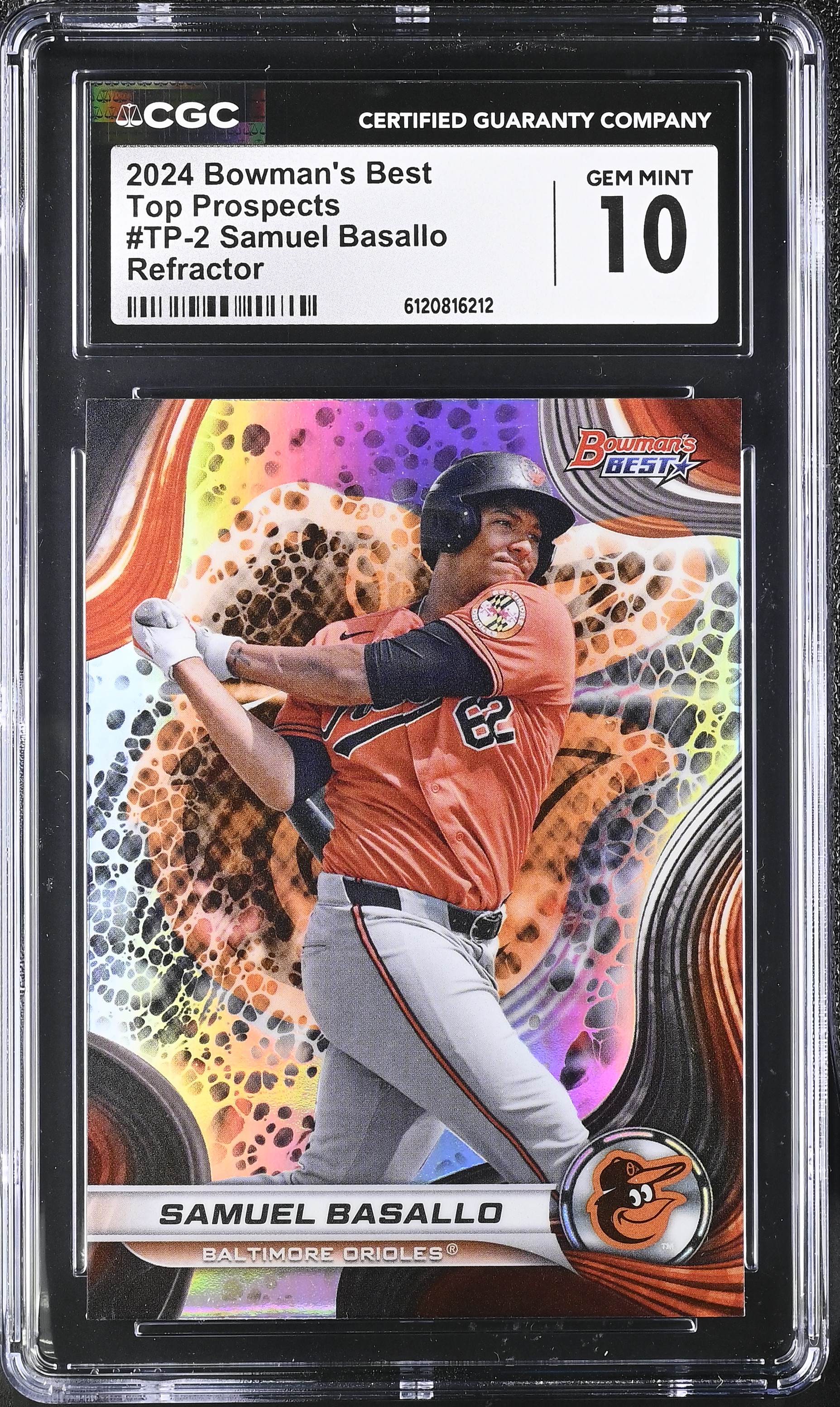 Samuel Basallo 2024 Bowman's Best Top Prospects Refractors #TP2 RC (CGC 10) at PristineAuction.com Samuel Basallo 2024 Bowman's Best Top Prospects Refractors #TP2 RC (CGC 10) at PristineAuction.com