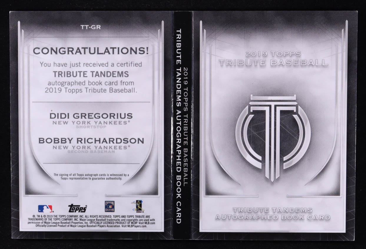 Didi Gregorius / Bobby Richardson 2019 Topps Tribute Tandem Autograph Booklets #TTGR #09/25 at PristineAuction.com Didi Gregorius / Bobby Richardson 2019 Topps Tribute Tandem Autograph Booklets #TTGR #09/25 at PristineAuction.com