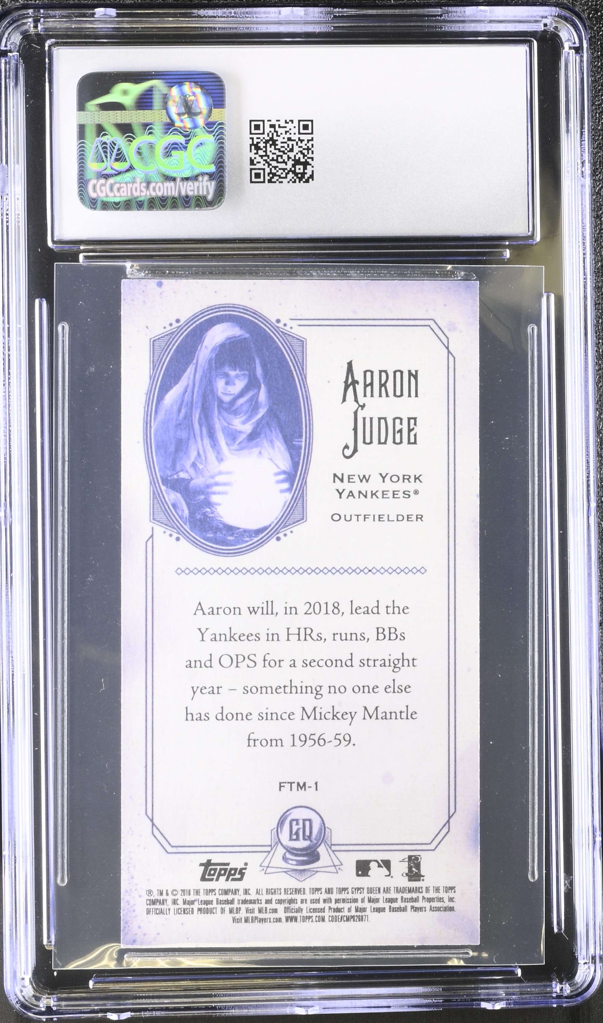 Aaron Judge 2018 Topps Gypsy Queen Fortune Teller Mini #FTM1 (CGC 10) at PristineAuction.com Aaron Judge 2018 Topps Gypsy Queen Fortune Teller Mini #FTM1 (CGC 10) at PristineAuction.com