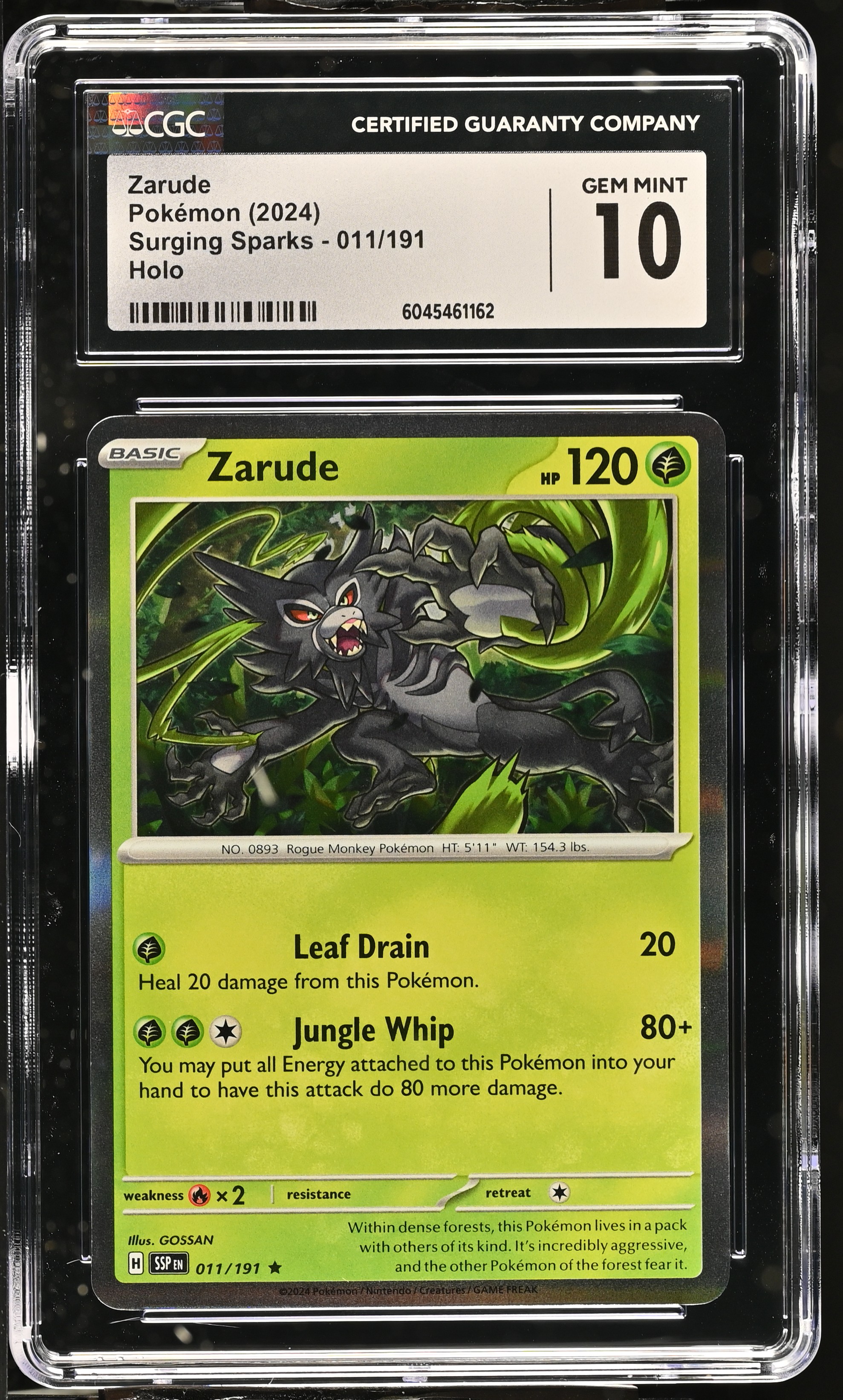 Zarude 2024 Pokemon Surging Sparks #011/191 (CGC 10) at PristineAuction.com Zarude 2024 Pokemon Surging Sparks #011/191 (CGC 10) at PristineAuction.com