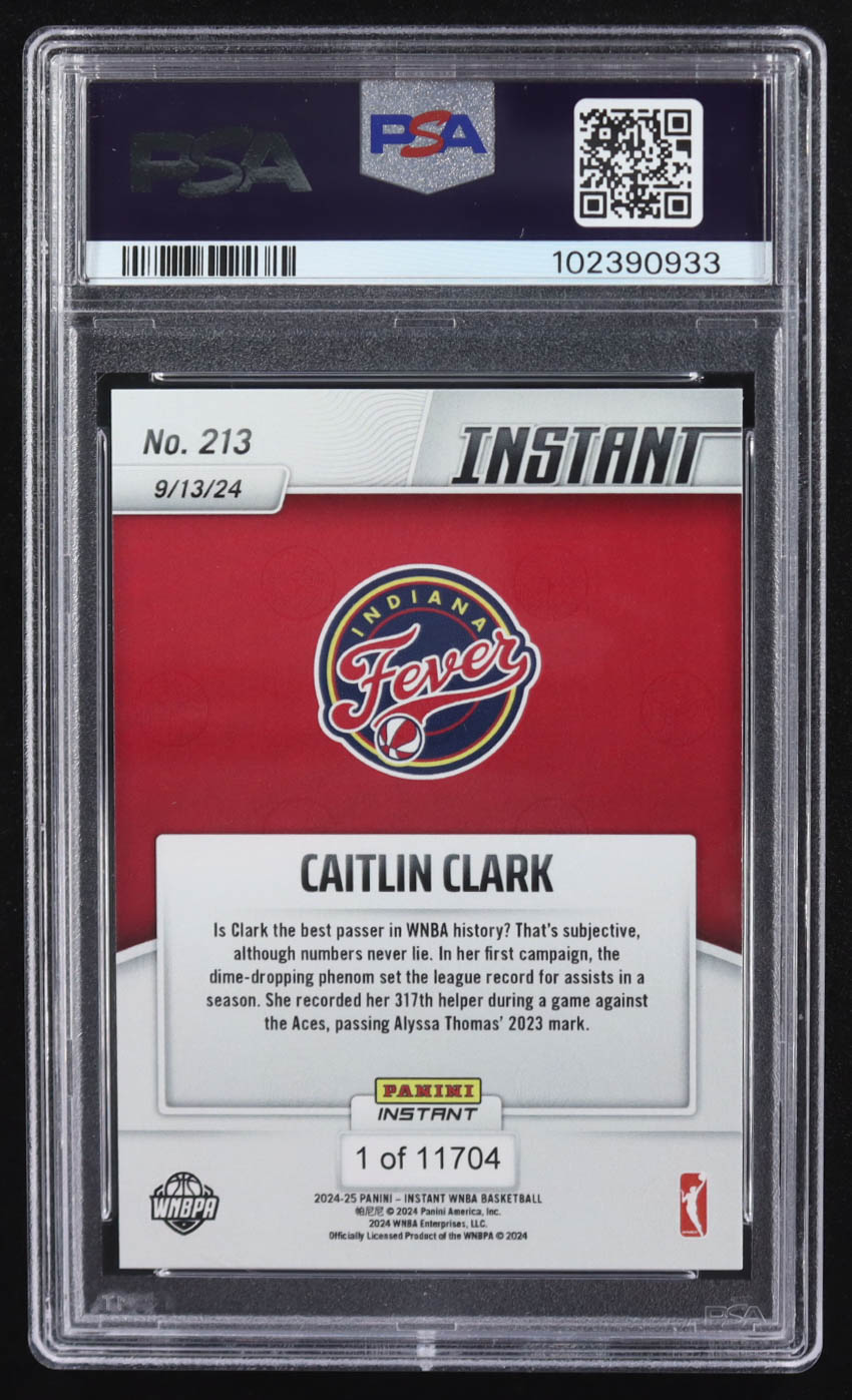 Caitlin Clark 2024 Panini Instant WNBA #213 RC (PSA 9) at PristineAuction.com Caitlin Clark 2024 Panini Instant WNBA #213 RC (PSA 9) at PristineAuction.com