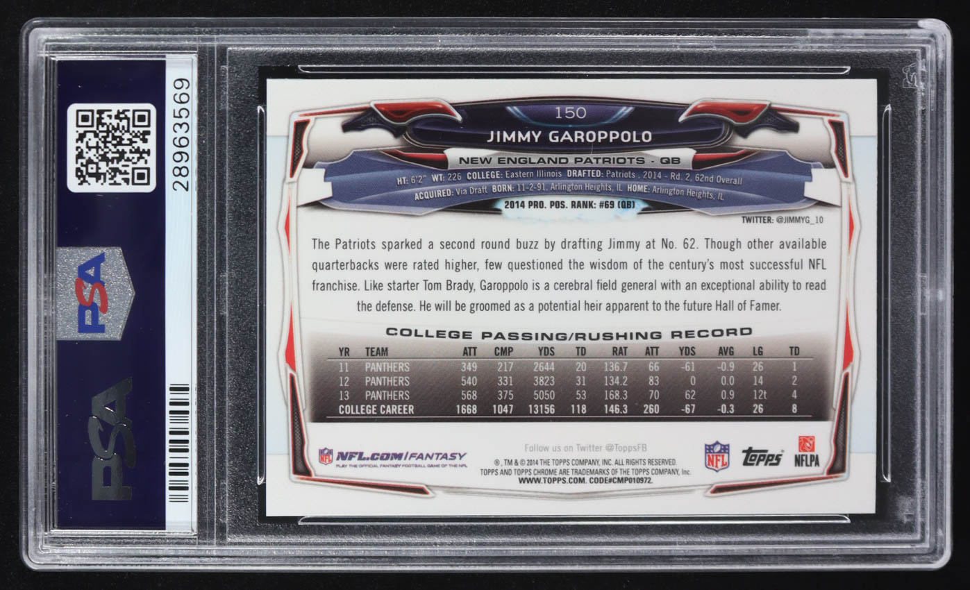Jimmy Garoppolo 2014 Topps Chrome #150A RC (PSA 9) at PristineAuction.com Jimmy Garoppolo 2014 Topps Chrome #150A RC (PSA 9) at PristineAuction.com