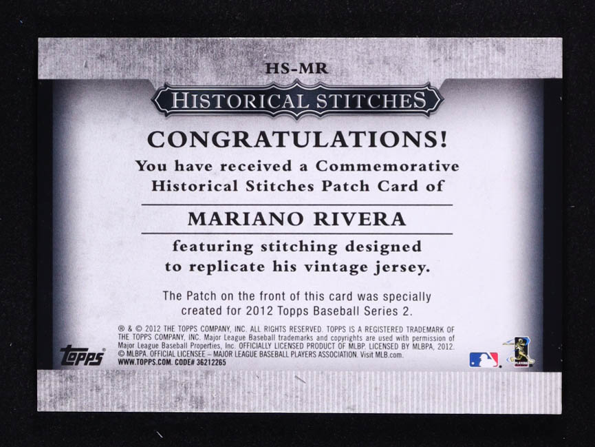 Mariano Rivera 2012 Topps Historical Stitches #MR S2 at PristineAuction.com Mariano Rivera 2012 Topps Historical Stitches #MR S2 at PristineAuction.com