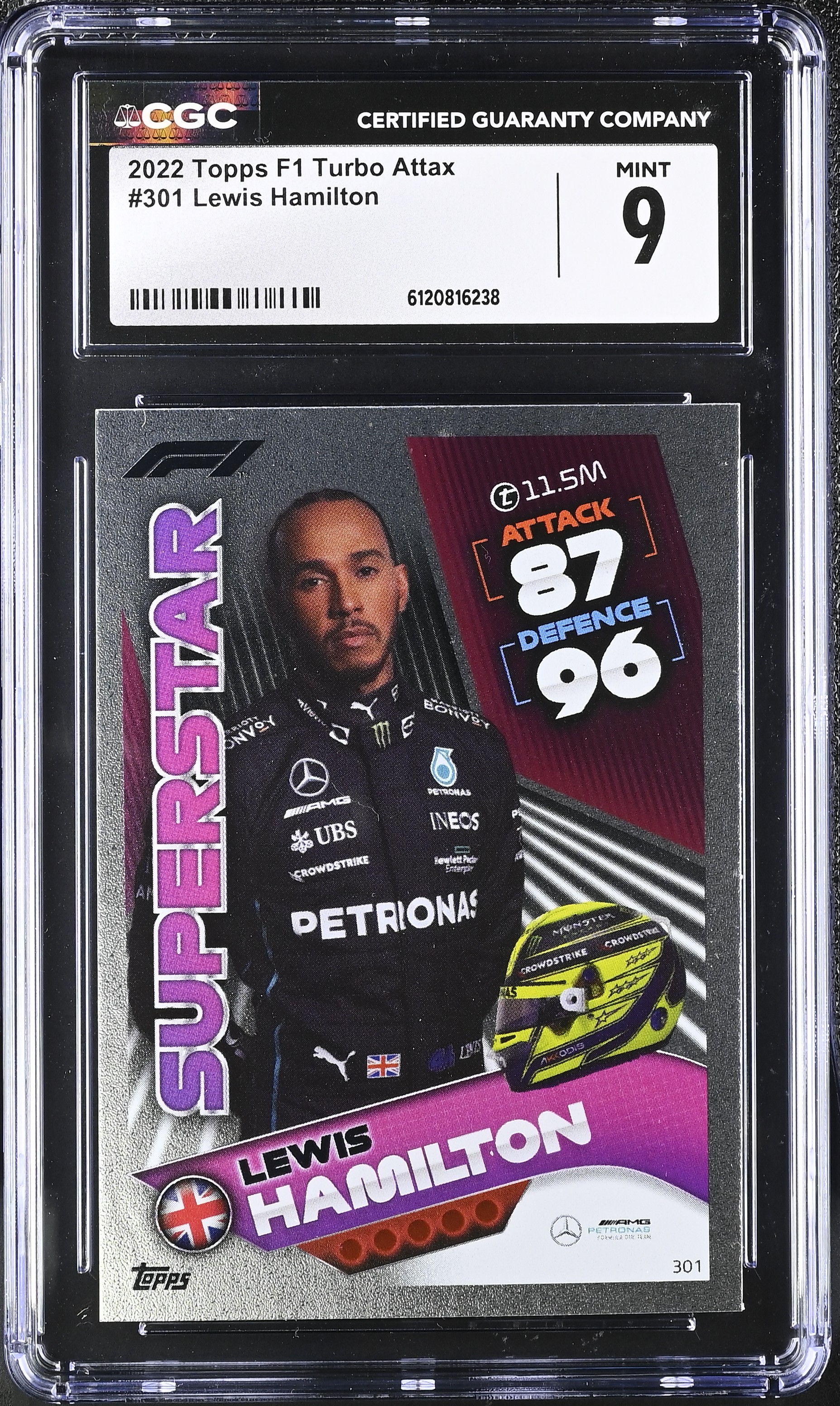 Lewis Hamilton 2022 Topps Formula 1 Turbo Attax Superstars #301 (CGC 9) at PristineAuction.com Lewis Hamilton 2022 Topps Formula 1 Turbo Attax Superstars #301 (CGC 9) at PristineAuction.com